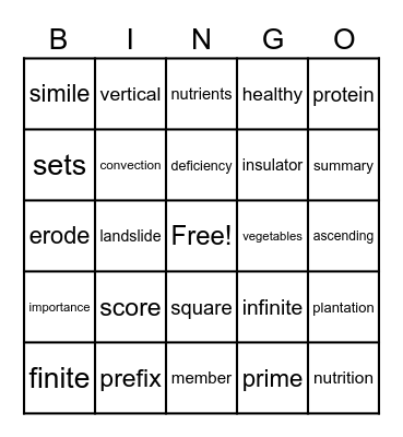 Word Bingo Card