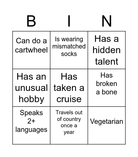 Find Someone Who... Bingo Card