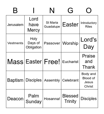 Ch 2 eucharist x2 Bingo Card