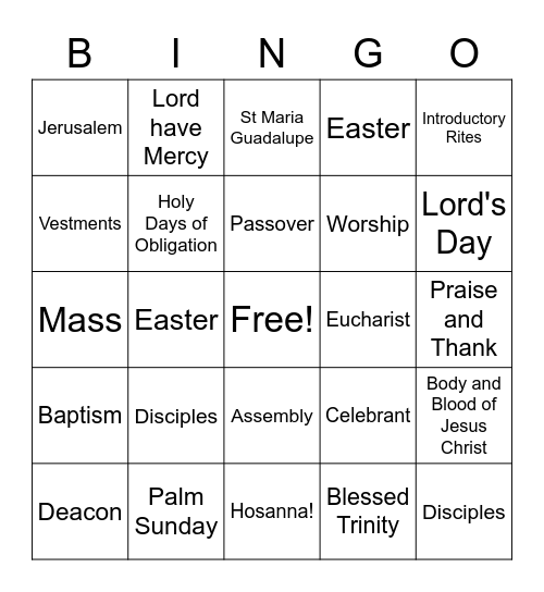 Ch 2 eucharist x2 Bingo Card