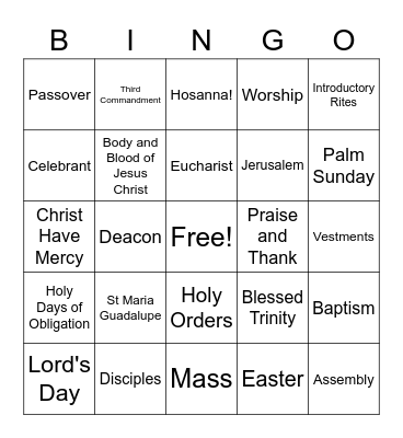 Chapter 2 Eucharist x3 Bingo Card