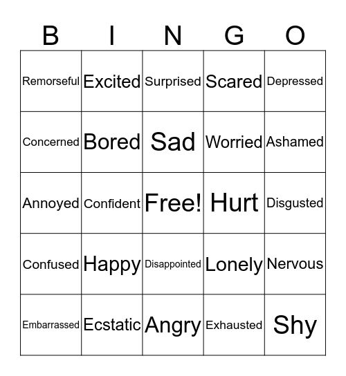 Charades Bingo Card