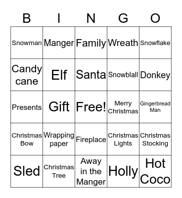 Christmas Bingo Card