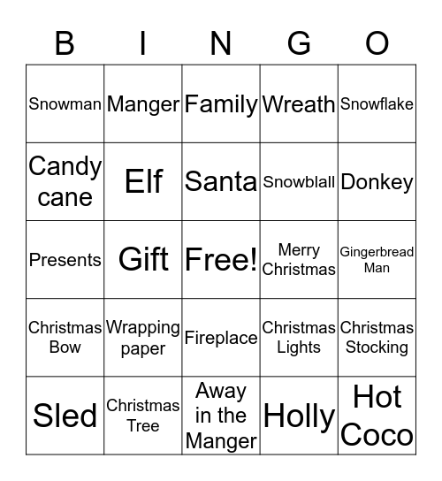 Christmas Bingo Card