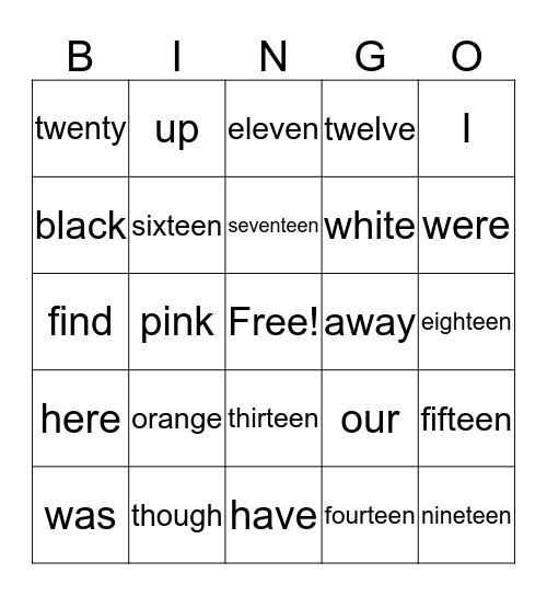 Site words (level 2) Bingo Card