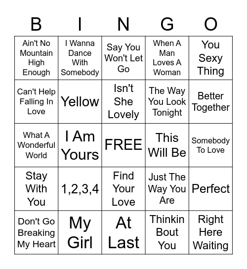 Love Round 1 Bingo Card