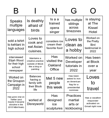 Someone on our team... Bingo Card