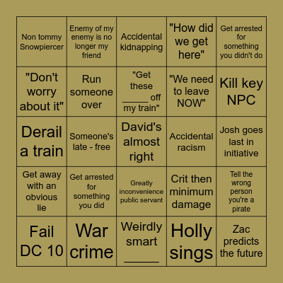 Wild West Campaign Bingo Card