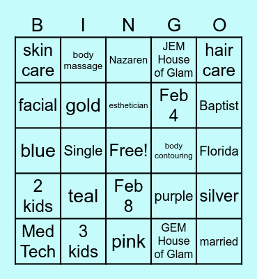 Jennie's 35th Birthday Bingo Card