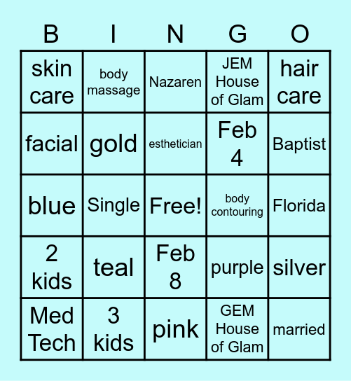 Jennie's 35th Birthday Bingo Card