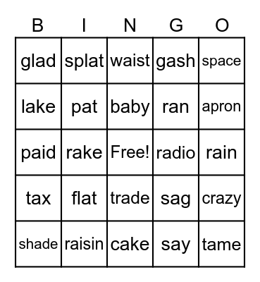 A Pattern Bingo Card