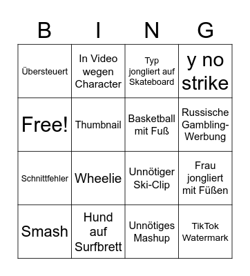 Banananana Bingo Card