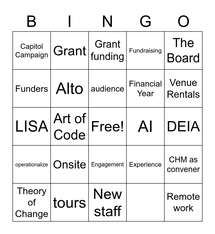 All Hands Bingo Card