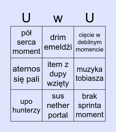 polski manhunt bingo Card