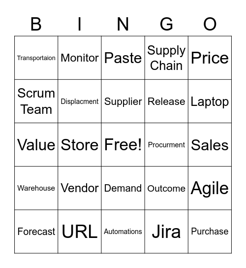 Technology - Supply Chain Bingo Card