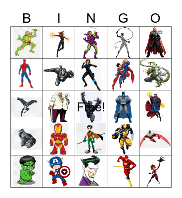 Bingo Superheroes Bingo Card