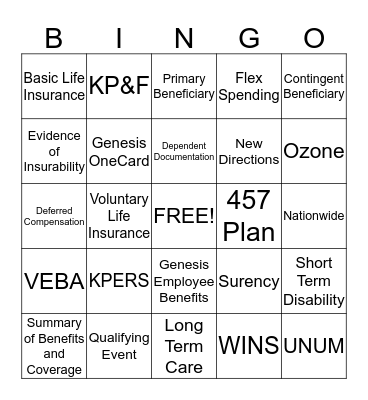 City of Olathe - Benefits Bingo Card