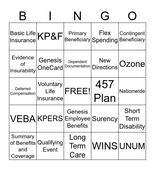 City of Olathe - Benefits Bingo Card