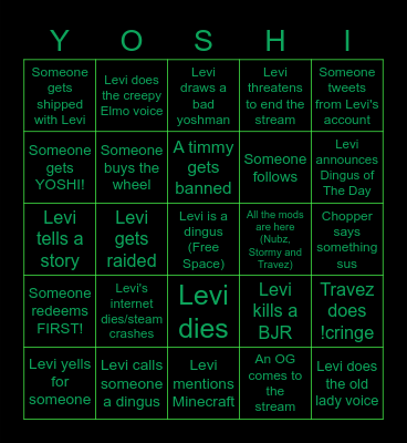 Leviyuh Bingo (YOSHI) Bingo Card
