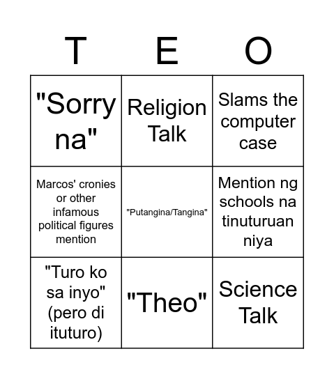 Pantoja Bingo Card