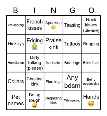 Things that I like 👍 Bingo Card