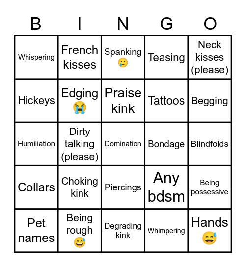 Things that I like 👍 Bingo Card