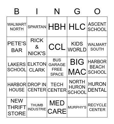 THUMB AREA TRANSIT Bingo Card