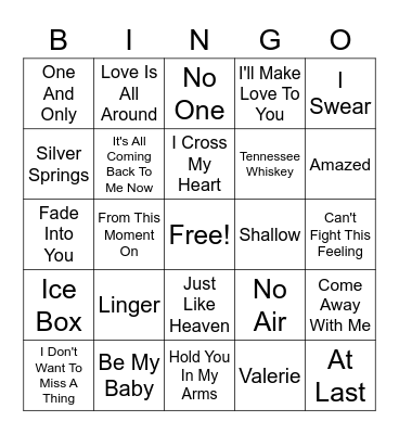 Love Songs BBS Blackout Bingo Card