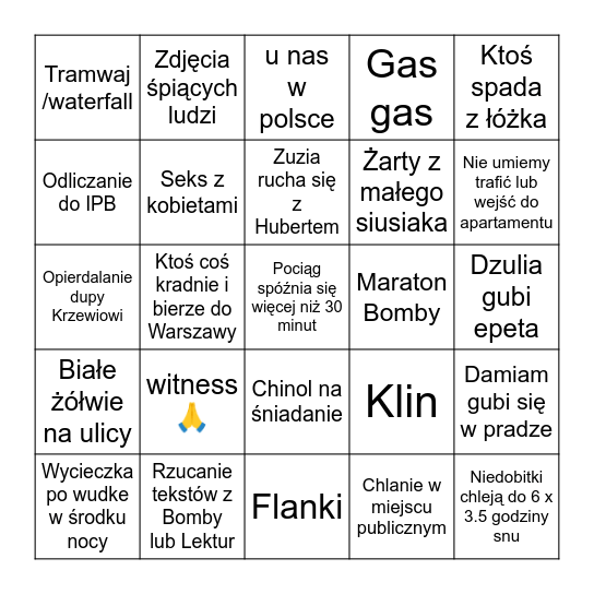 Praga 16-19.02 Bingo Card