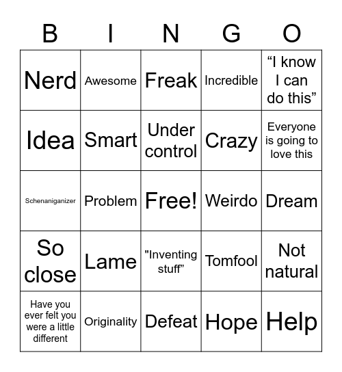 Cloudy With a Chance of Meatballs Bingo Card