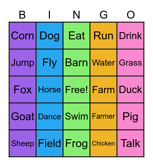 Farm Bingo! Bingo Card