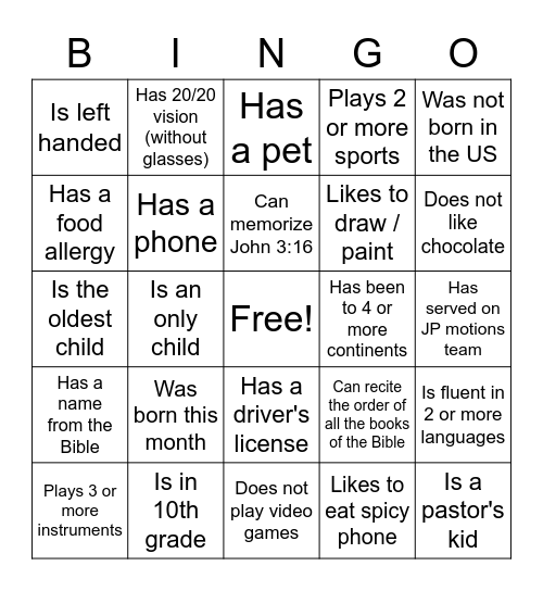 Bingo Card