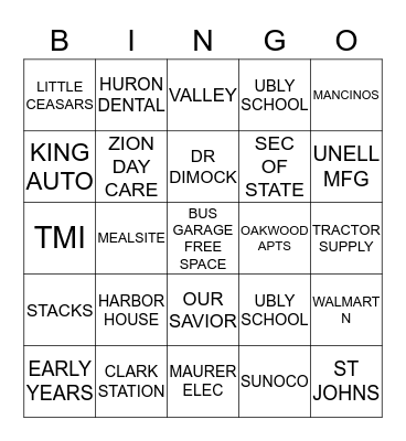 THUMB AREA TRANSIT Bingo Card