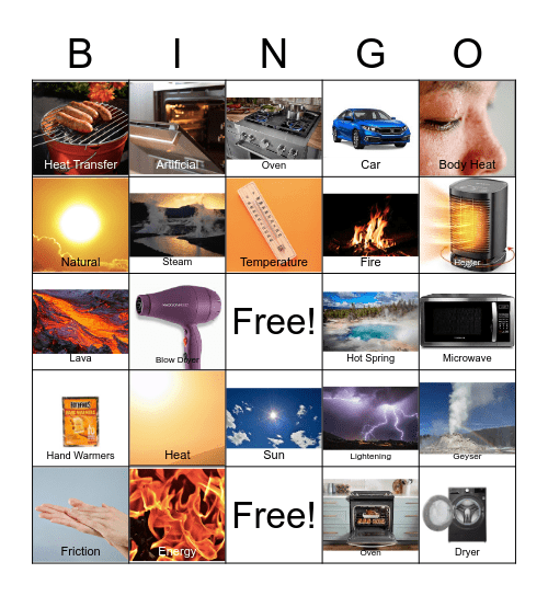 Heat Vocabulary Bingo Card