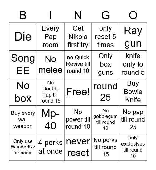 Kino Bingo Card