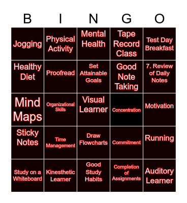 JS&D Study-Haul Bingo Card