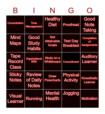 JS&D Study-Haul Bingo Card