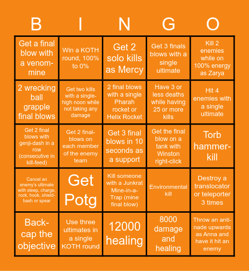 OVERWATCH BINGO Card