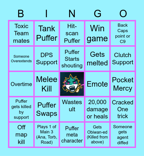 BigPuffer Overwatch Single Game Bingo Card