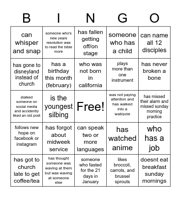 Find someone who Bingo Card