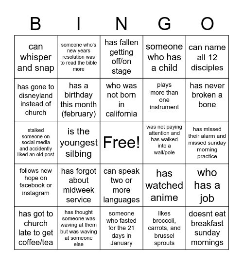 Find someone who Bingo Card