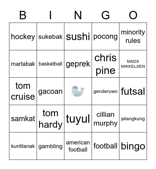 aÿa Bingo Card