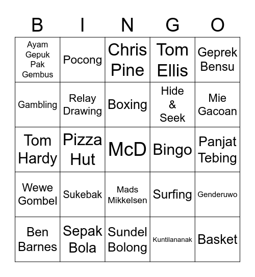 KYO Bingo Card