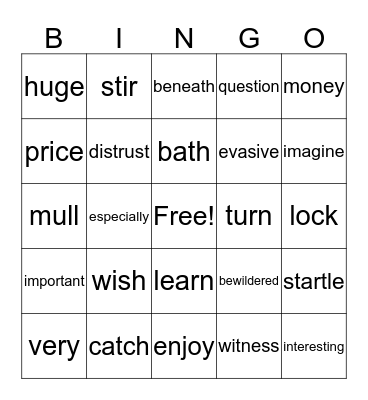 Lesson 15 - 2nd Grade Bingo Card