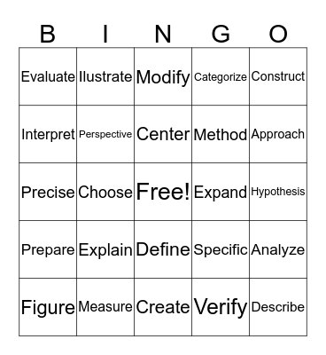 Vocabulary Bingo Card