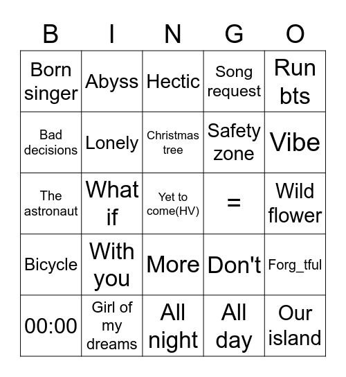 @jeonikkh Bingo Card