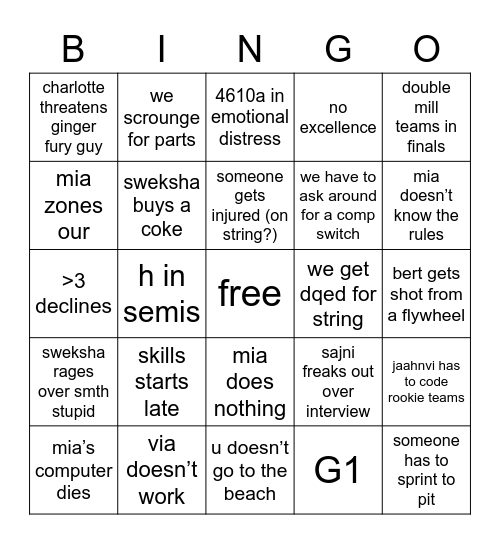 4610A Colts Neck Bingo Card