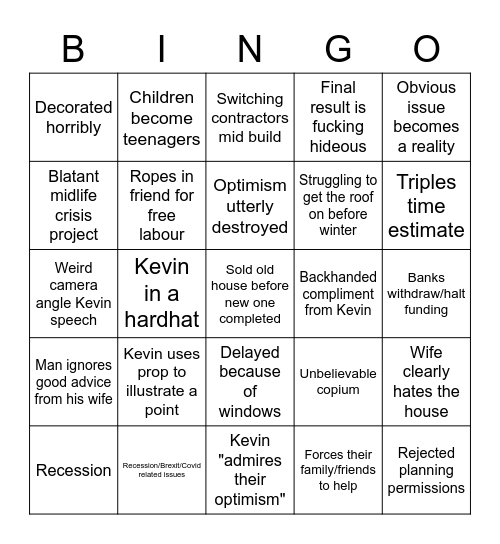 Grand Designs Bingo Card