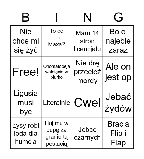 Daniel Bingo Card
