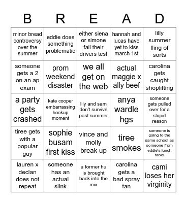 2023 Bread Bingo Card